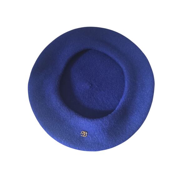 Gucci Blue GG logo charm Wool Beret M sz main image 14